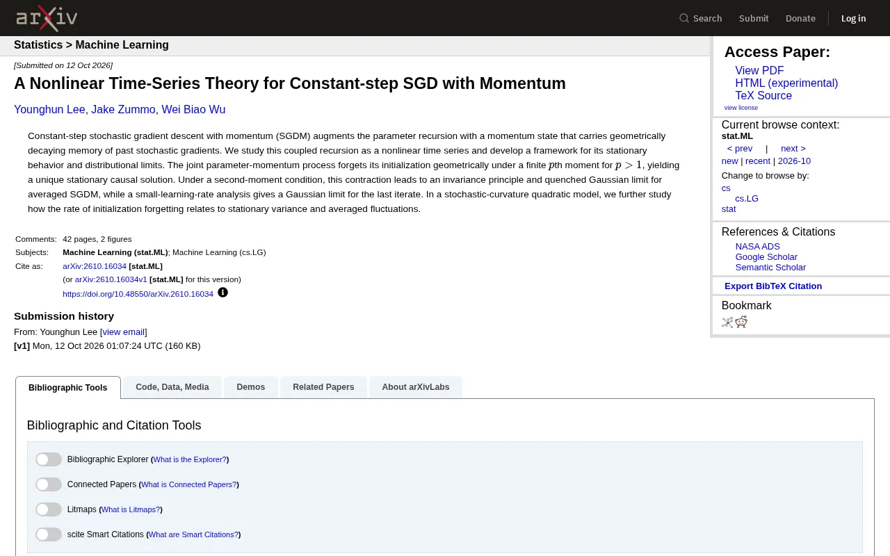 rss source: A Nonlinear Time-Series Theory for Constant-step SGD with Momentum