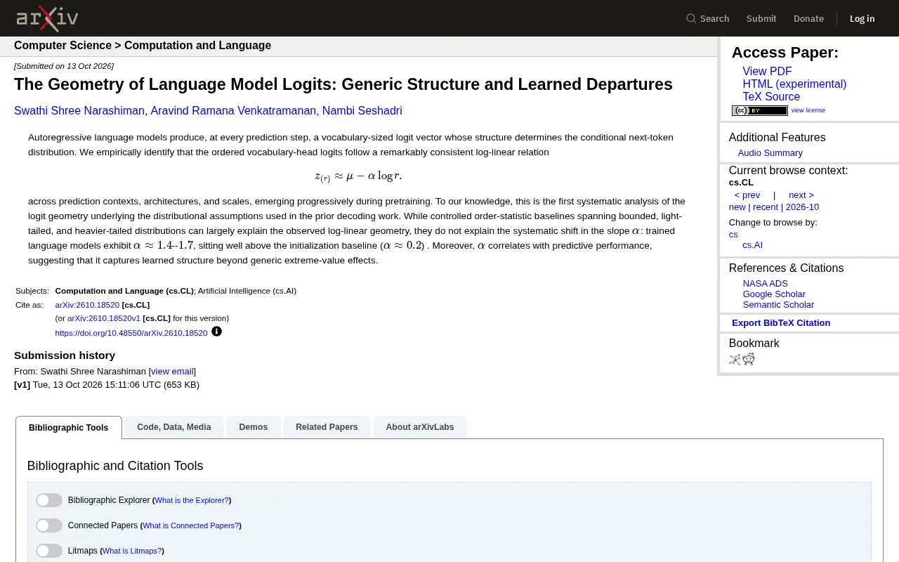 Research on the geometry of language model logits