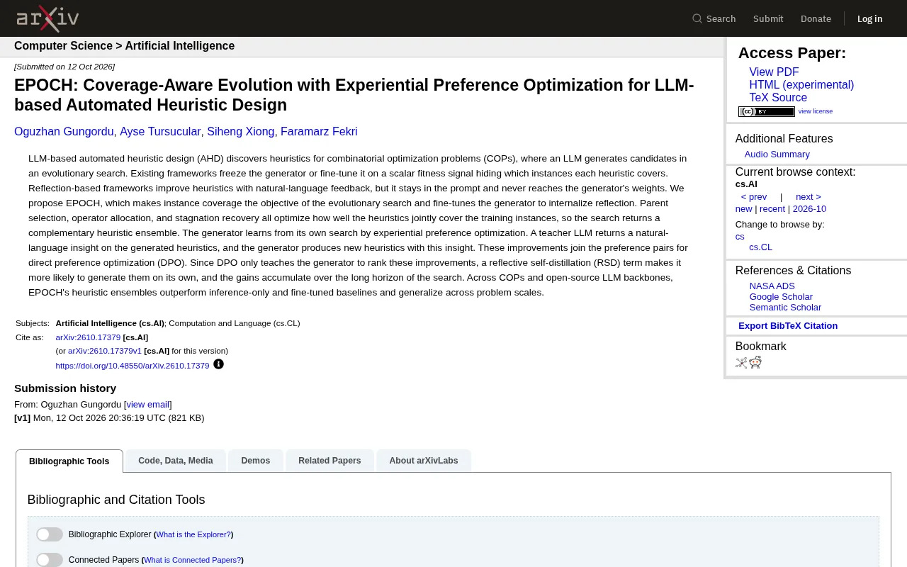EPOCH: Reshaping LLM Heuristic Design with Coverage-Aware Evolution and Preference Optimization