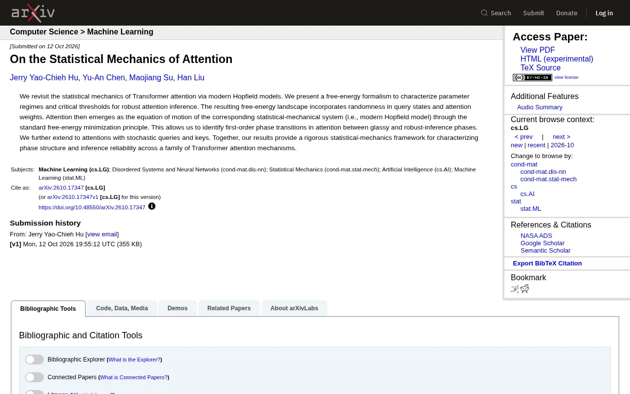rss source: On the Statistical Mechanics of Attention