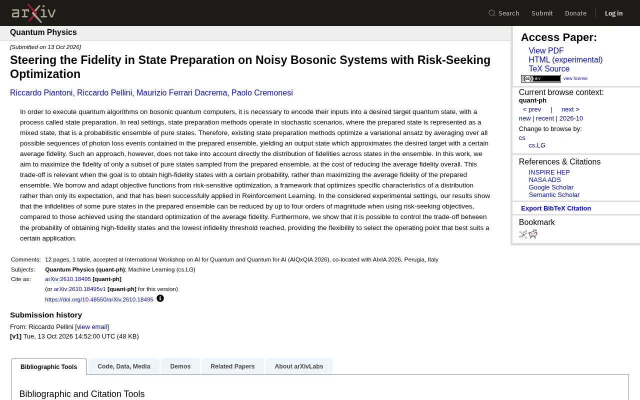 Risk Preference Optimization: A New Approach to Fidelity Control in Noisy Bosonic Quantum State Preparation