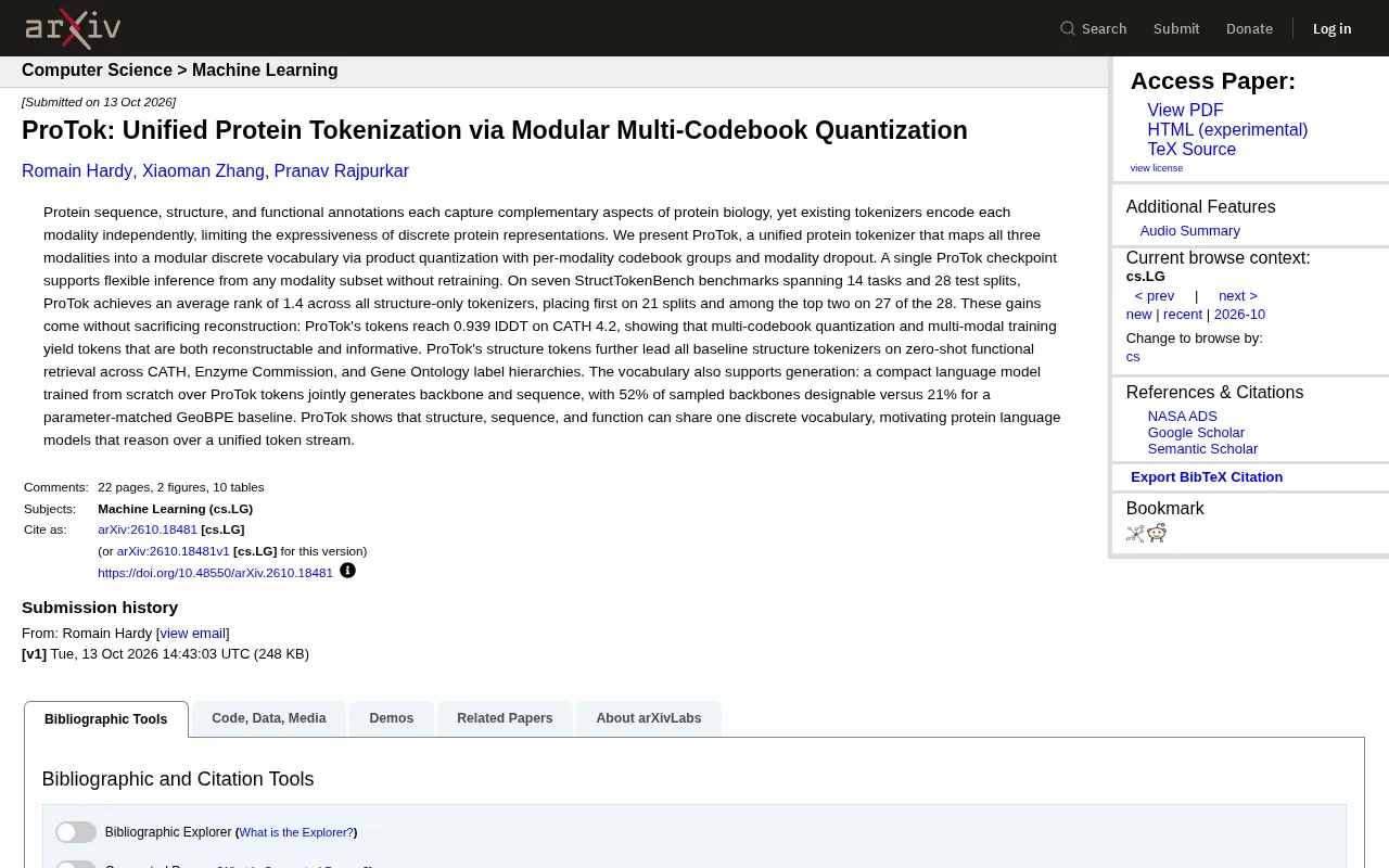 ProTok: A Unified Protein Tokenizer via Multi-Codebook Quantization