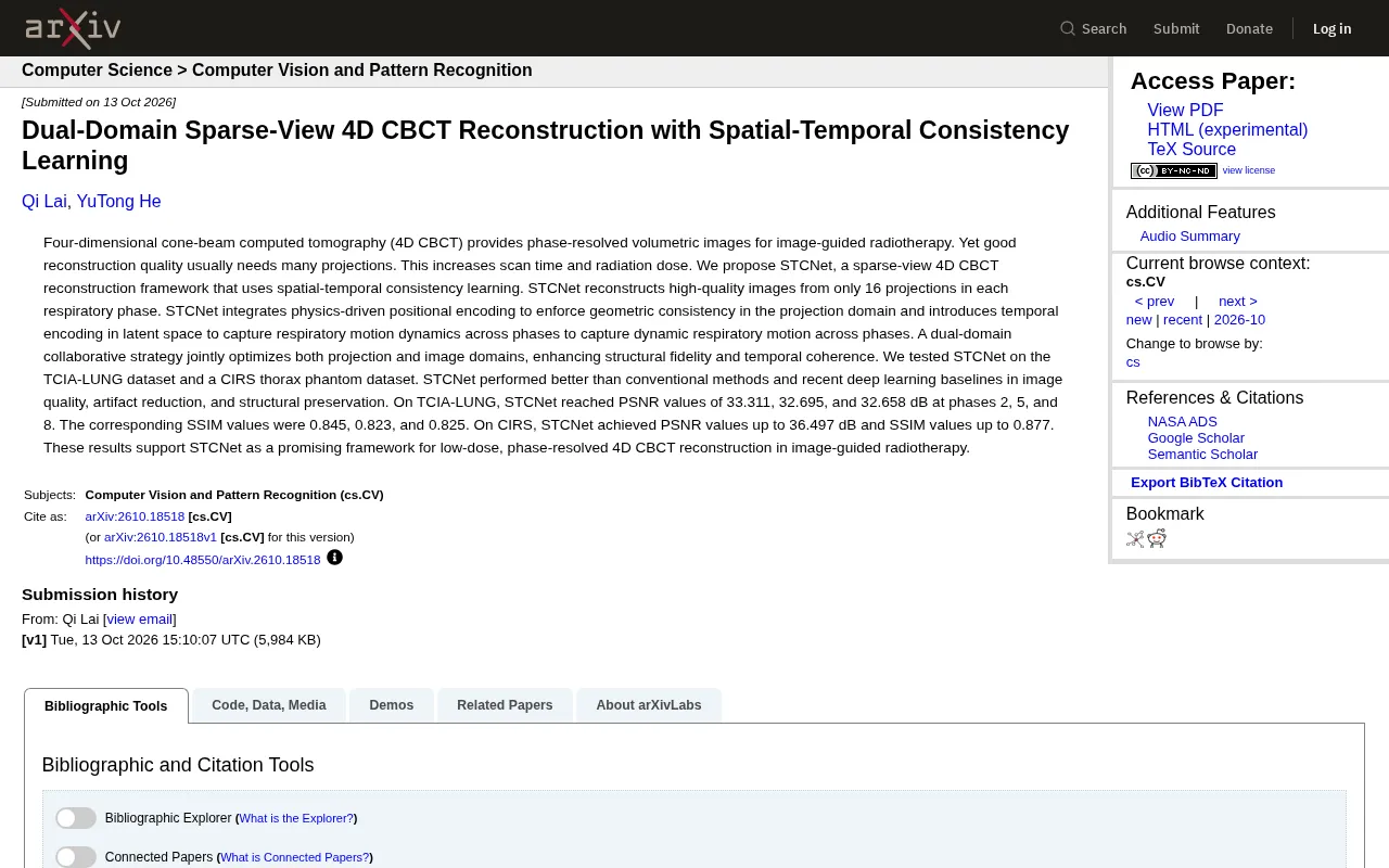 STCNet: Dual-Domain Spatiotemporal Consistency Learning for Sparse-View 4D CBCT Reconstruction