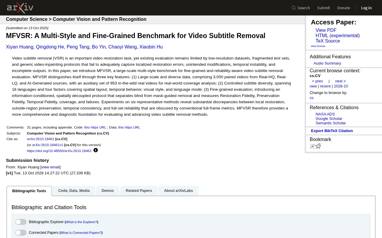 MFVSR: A New Benchmark Brings Fine-Grained Evaluation to Video Subtitle Removal