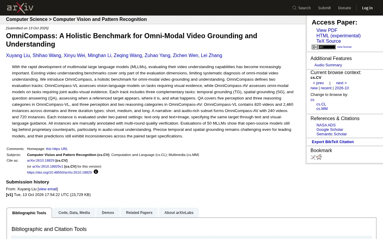 OmniCompass: How an Omni-Modal Video Understanding Benchmark Evaluates 50 MLLMs