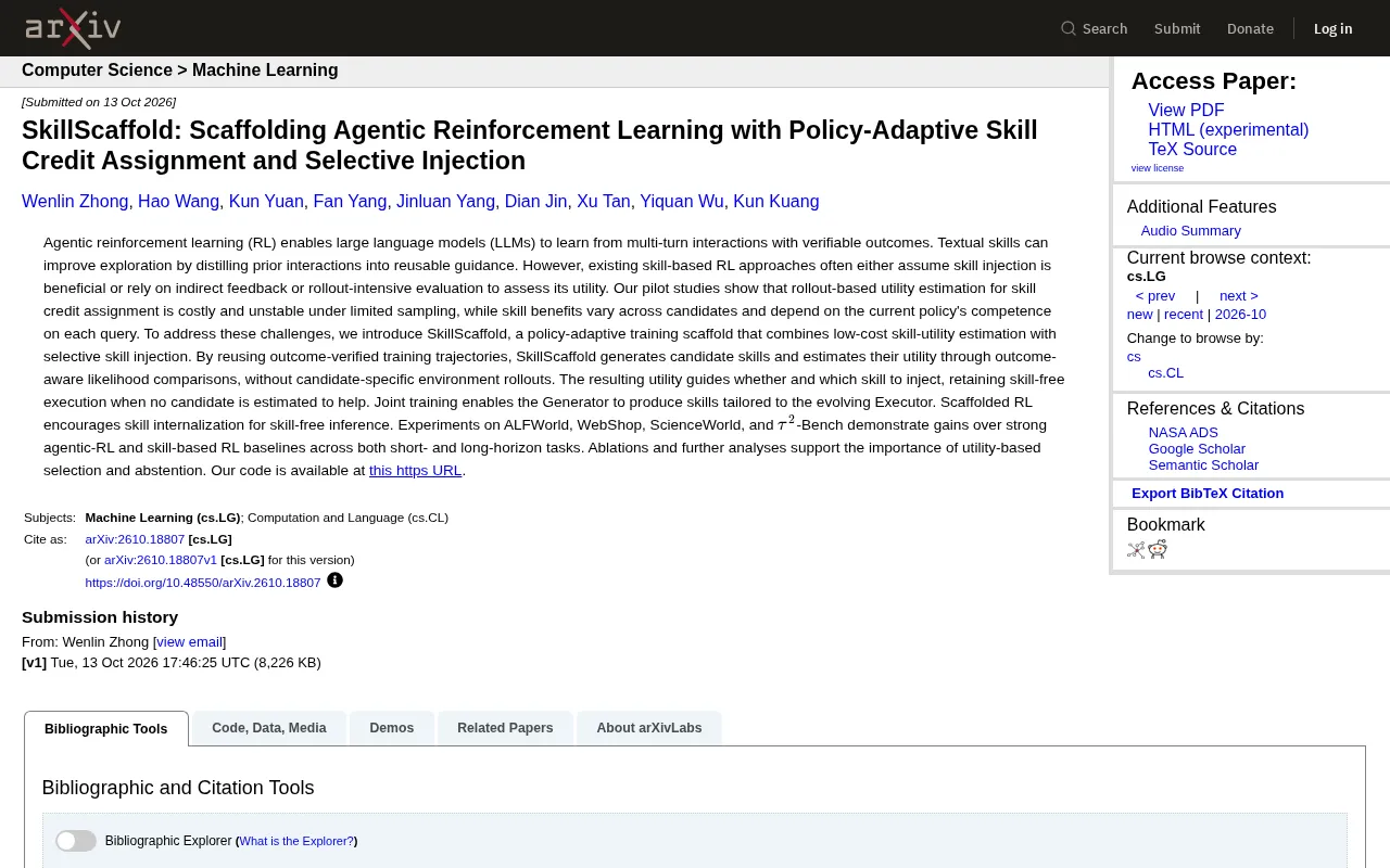 SkillScaffold: Teaching Agentic RL to Selectively Inject Skills