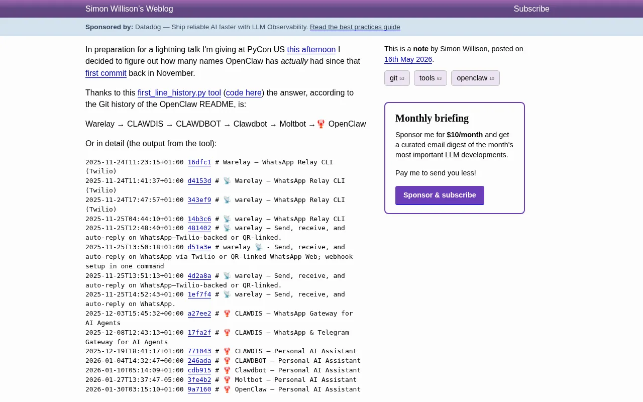 OpenClaw's Six Rename History: Tracing an Open Source Project's Naming Evolution Through Git Commit Records