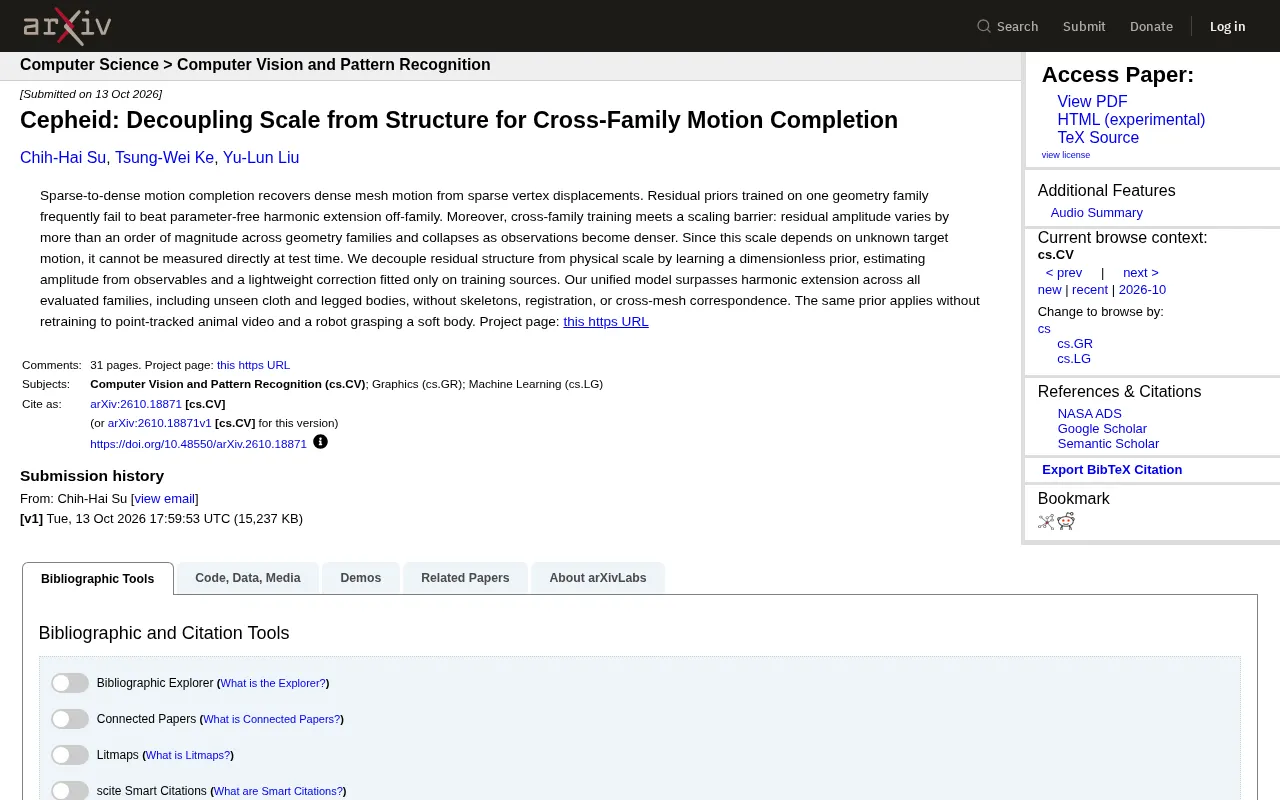 Cepheid: Decoupling Scale from Structure for a New Paradigm in Cross-Family Motion Completion