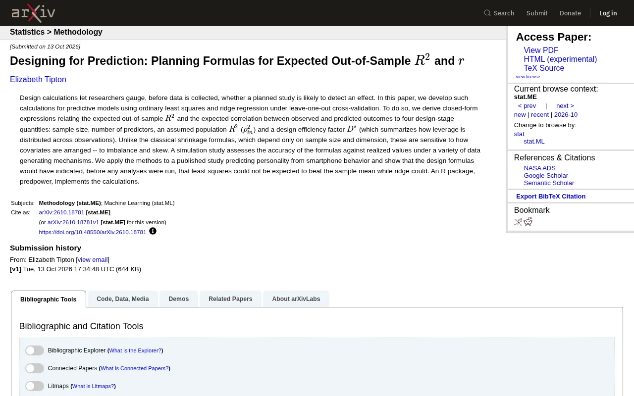Design Formulas for Prediction Research: Ex-Ante Estimation of Out-of-Sample R² for OLS and Ridge Regression