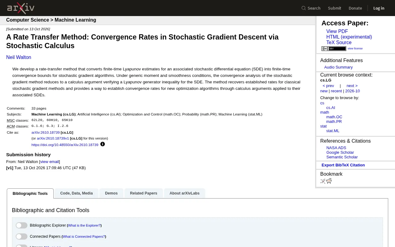 New Method for Stochastic Gradient Descent Convergence Rates: A Guide to Rate Transfer