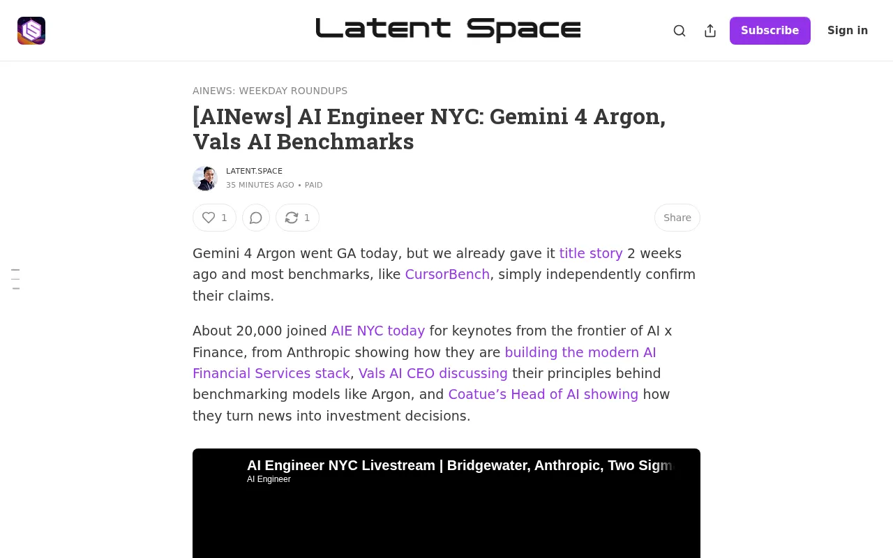 Gemini 4 Argon Officially Released: AI Engineer NYC Conference Focuses on New Benchmarking Standards
