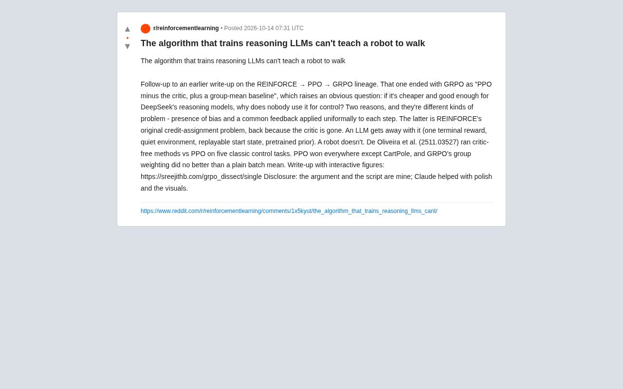 能训练推理LLM的GRPO,为何教不会机器人走路