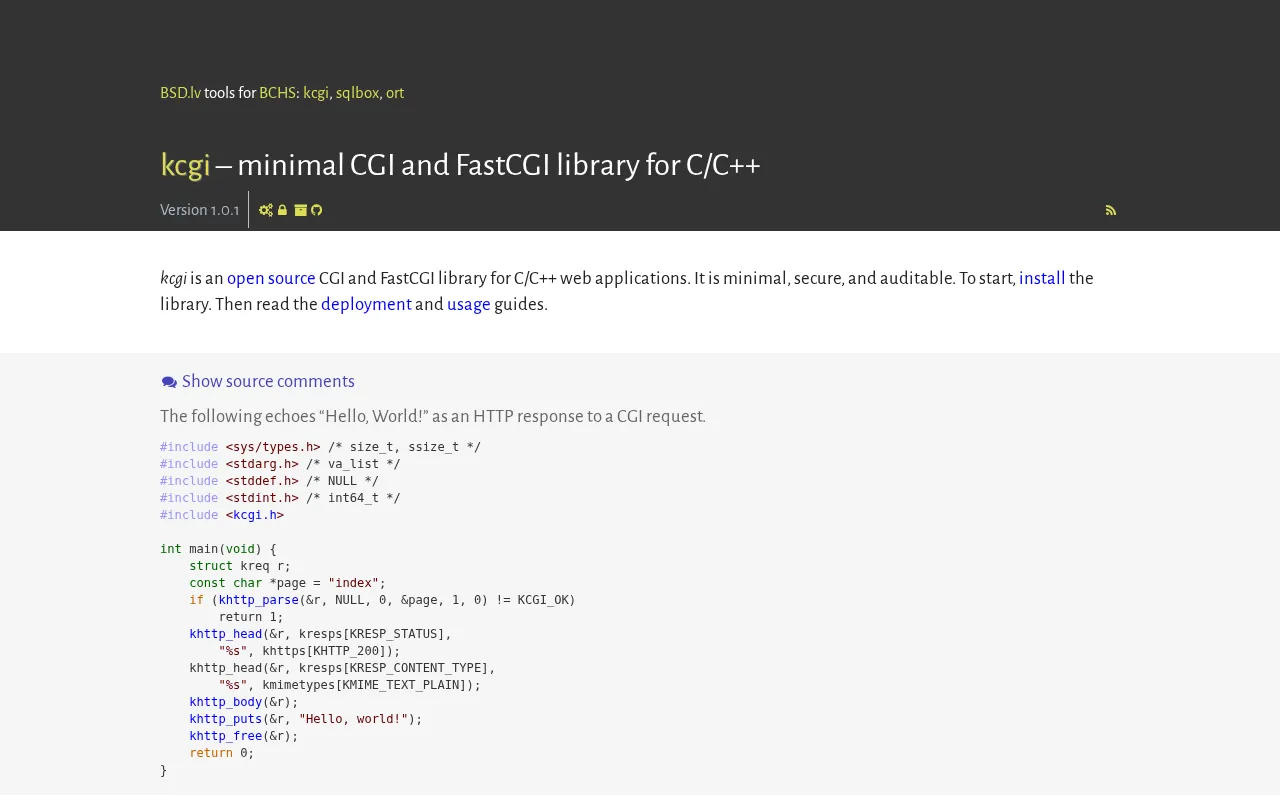Kcgi: A Minimal CGI and FastCGI Library for C/C++