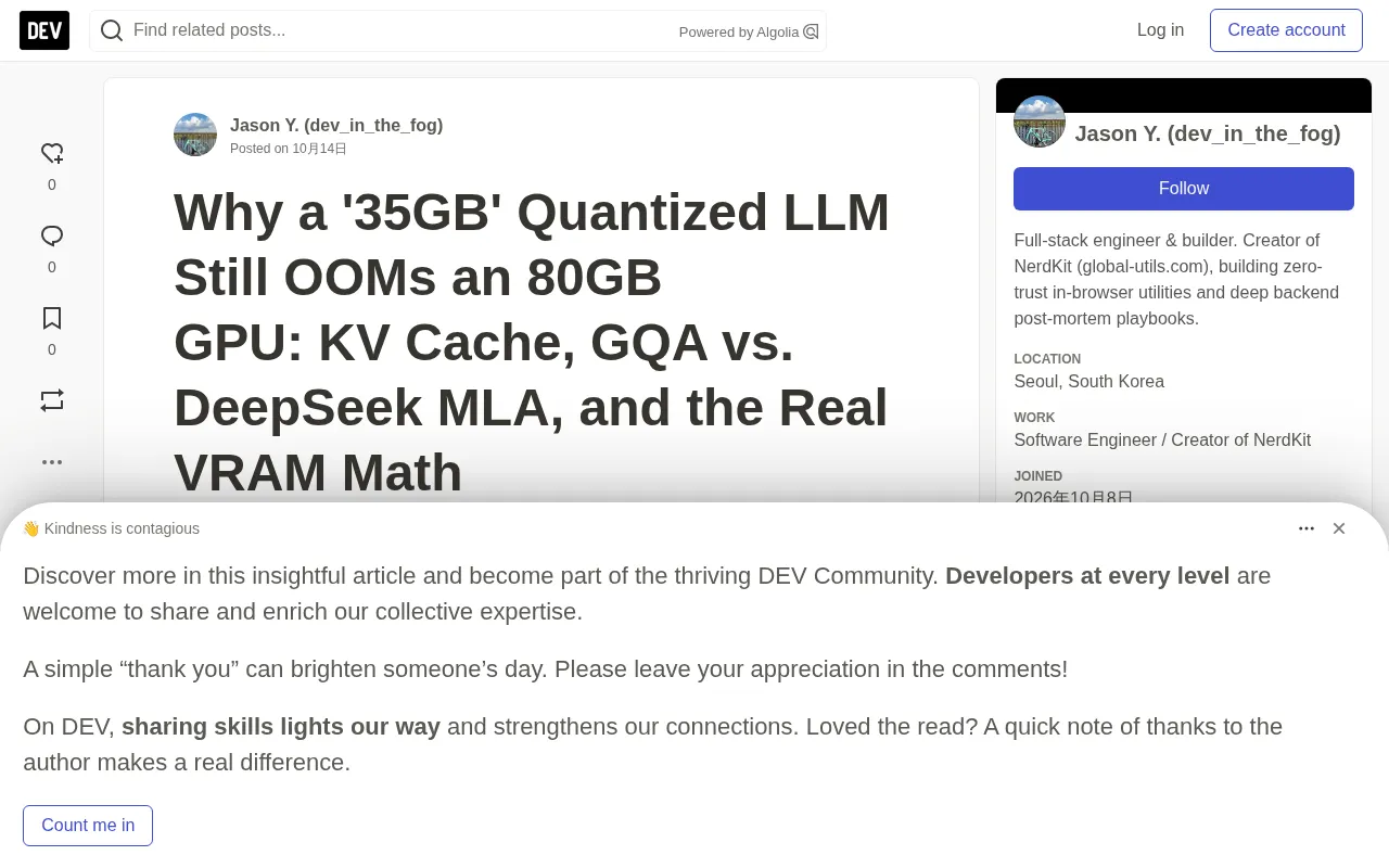 Why Does a 35GB Quantized Model Blow Up an 80GB GPU? The Truth About KV Cache VRAM