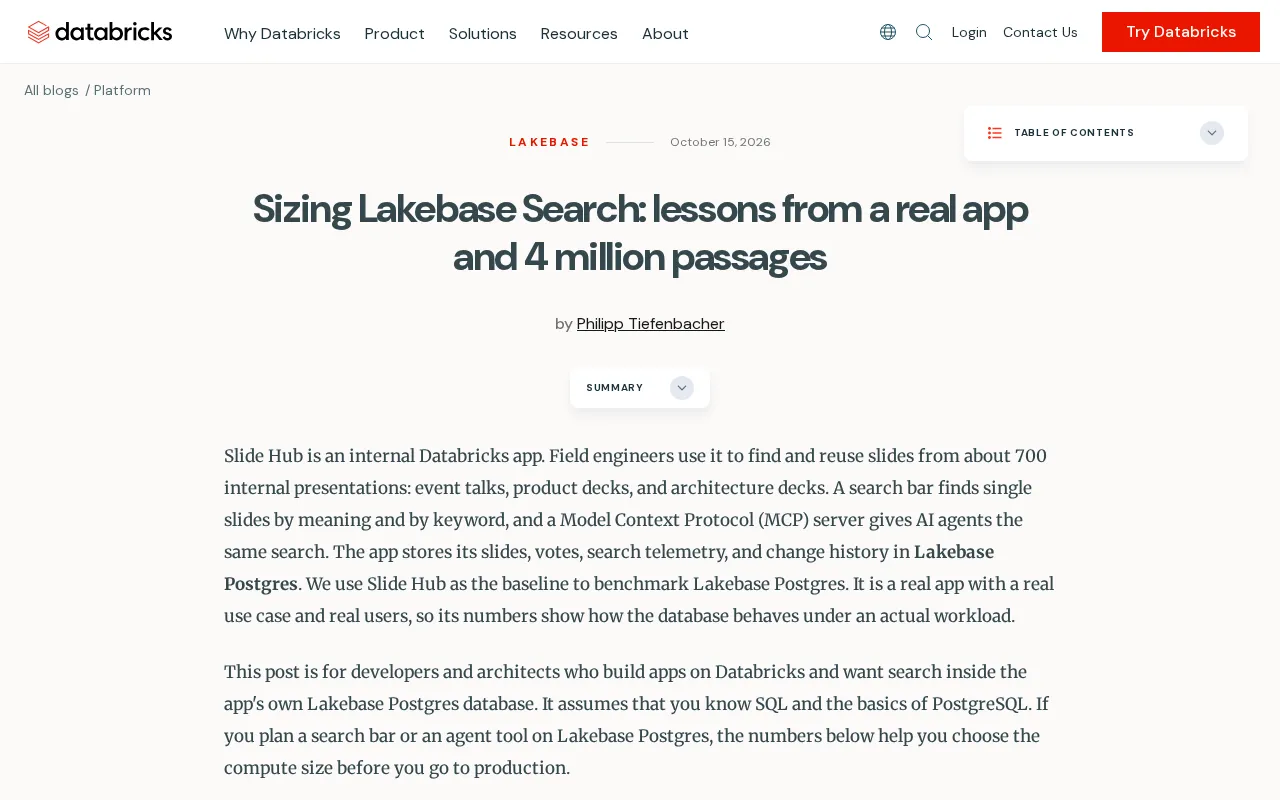 Sizing Lakebase Search cover