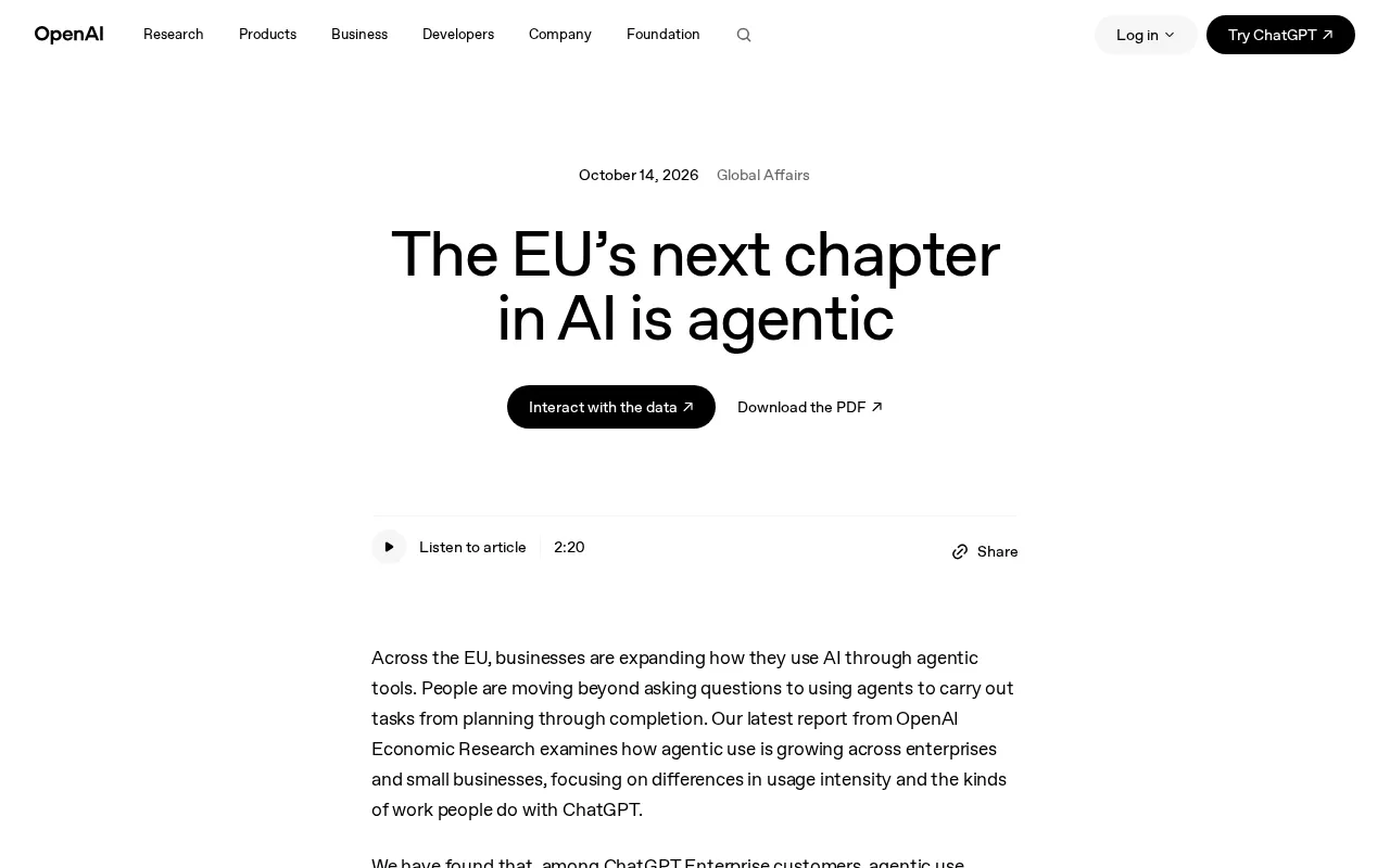 EU's New AI Chapter: Enterprise-Grade Agentic AI Accelerates Deployment