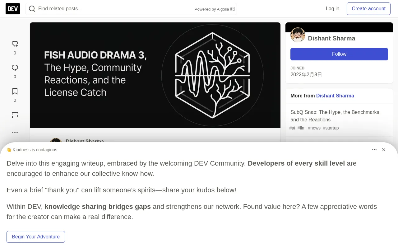 Fish Audio Drama 3 Open-Source Launch Sparks Debate: The 35B Speech Model's Selling Points and Licensing Controversy