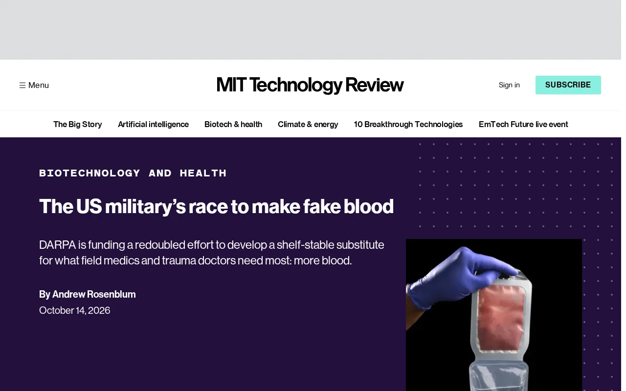 The US military's race to make fake blood