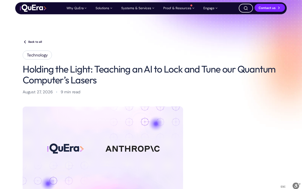 QuEra Uses AI to Automate Laser Locking, Solving Quantum Computer Stability Challenges
