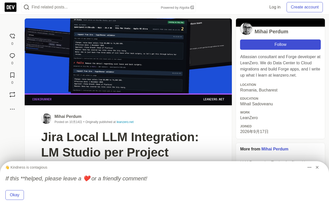 Wiring a Single Jira Project to a Local LLM: LM Studio Field Notes