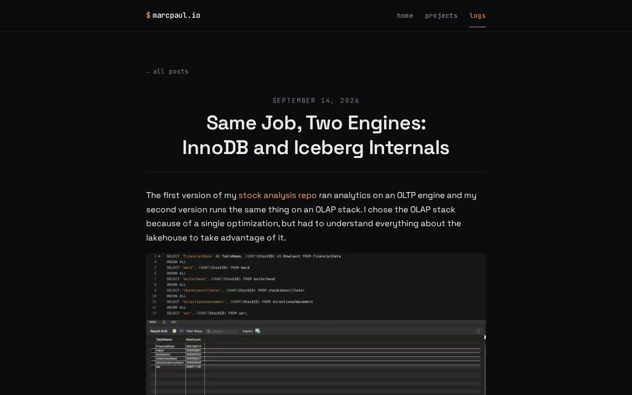 Same Job, Two Engines: Comparing InnoDB and Iceberg Internals