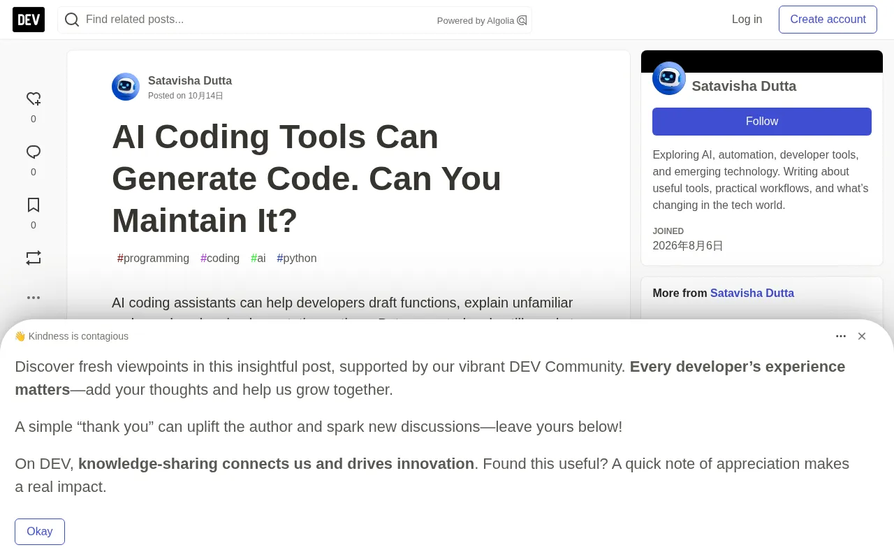 AI Coding Tools Can Generate Code, But Can You Maintain It?