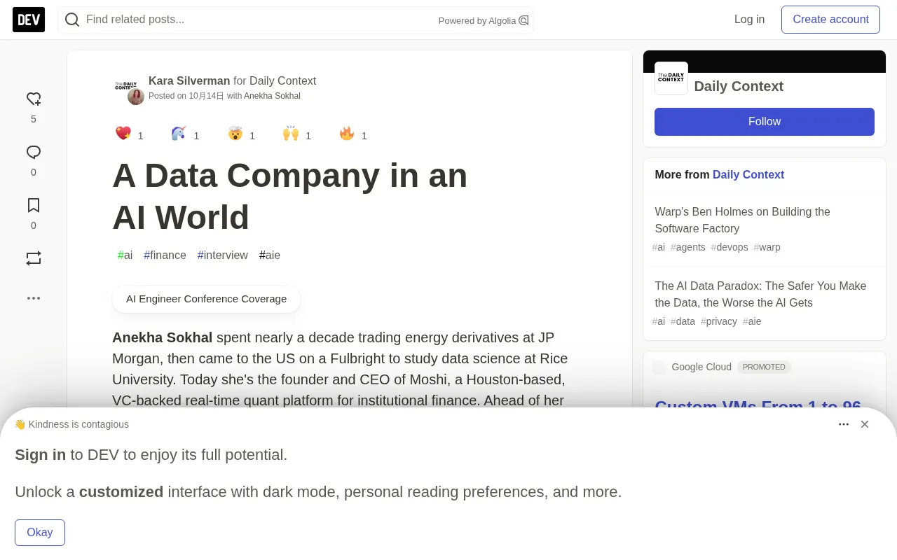 A Data Company in the AI Era: An Interview with Moshi Founder Anekha Sokhal