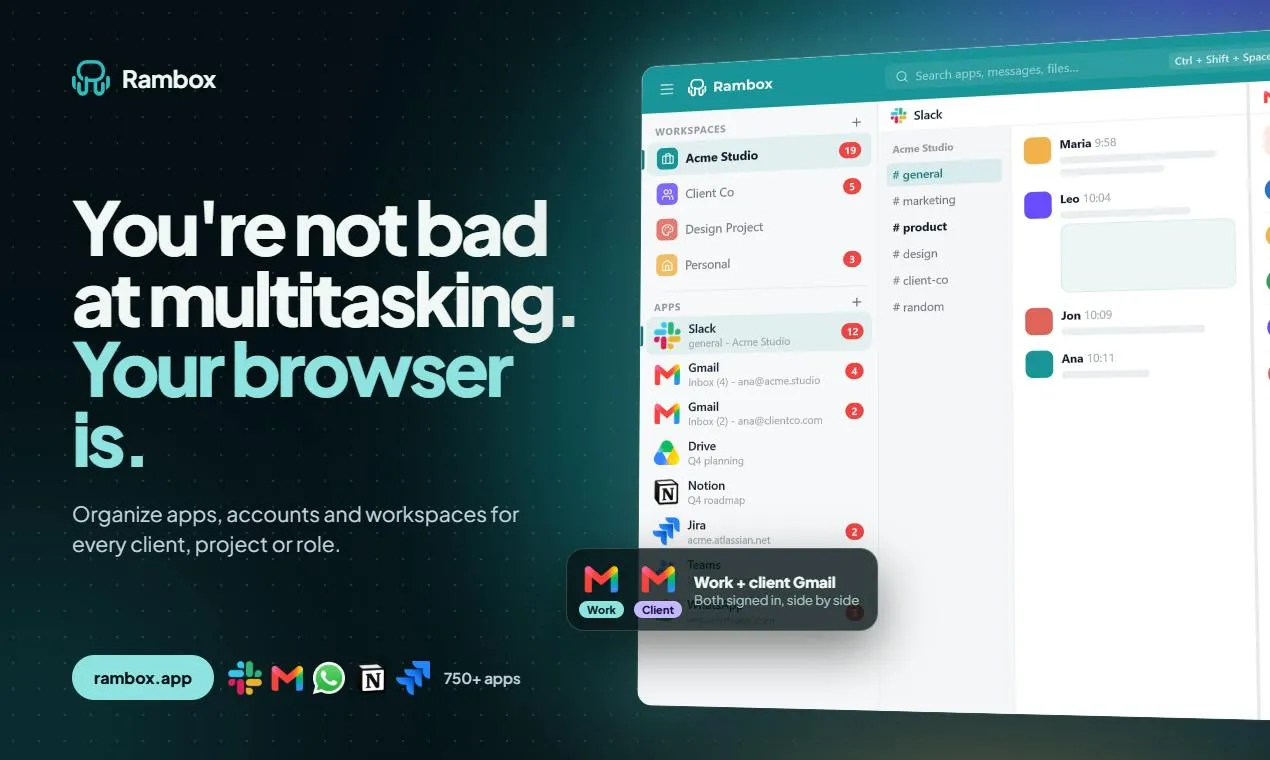 Rambox Workspace Overhaul: Unified Search and Command Center Go Live