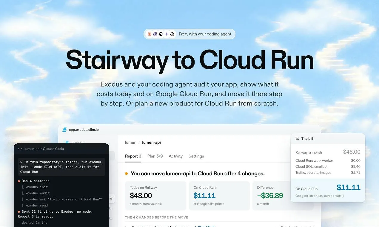 Exodus Lets AI Coding Assistants Migrate Apps to Cloud Run with One Click