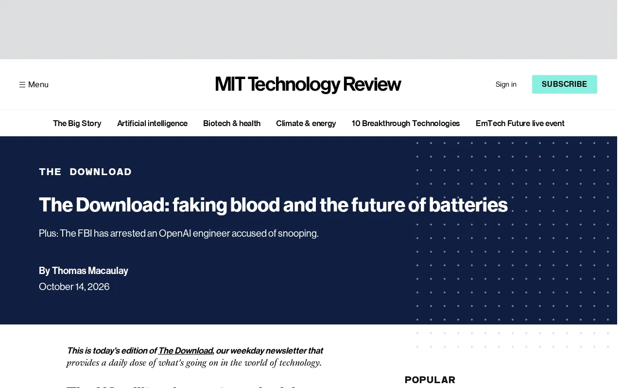 The U.S. Military's Race for Synthetic Blood: Ending Battlefield Reliance on Donated Blood?