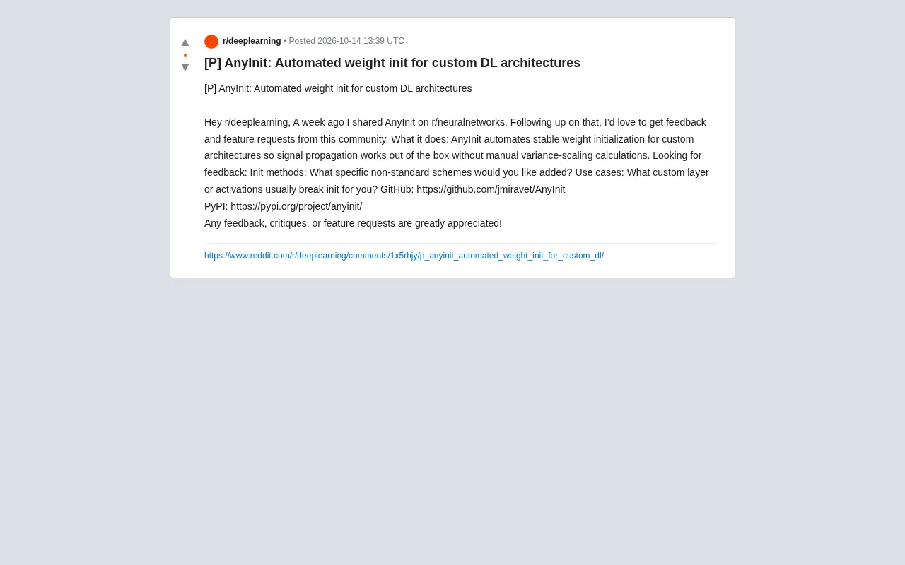 AnyInit: An Automatic Weight Initialization Tool for Custom Deep Learning Architectures