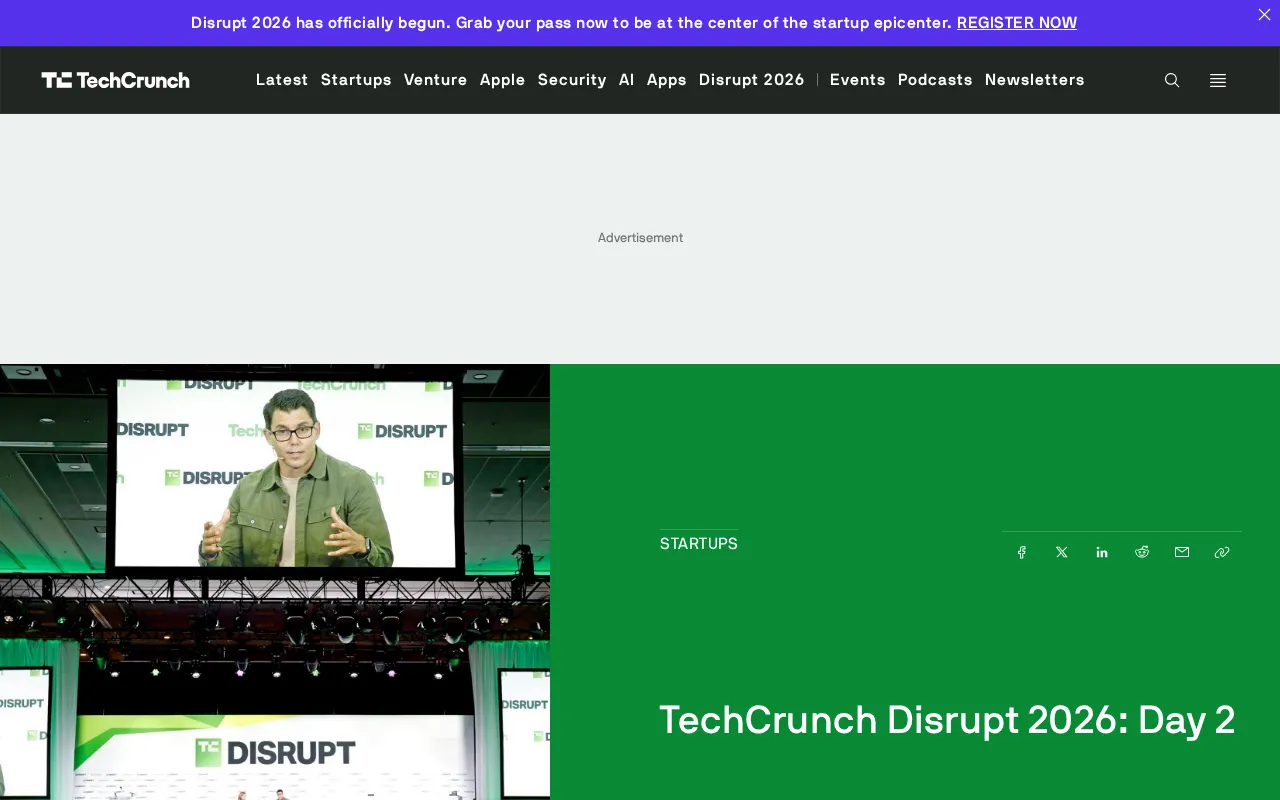 TechCrunch Disrupt 2026 Day 2 program overview