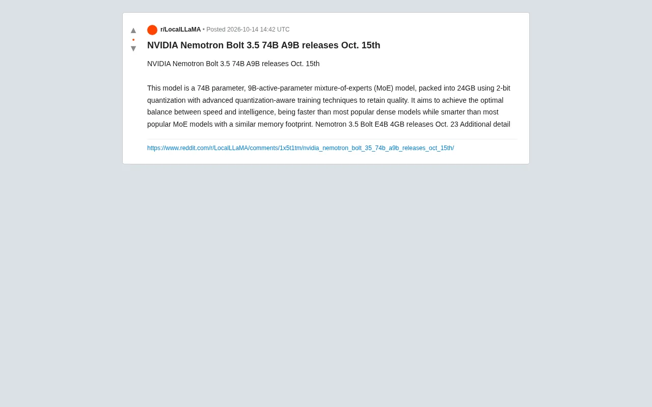 NVIDIA Nemotron Bolt 3.5 74B A9B Released: 74B Parameters Squeezed into 24GB