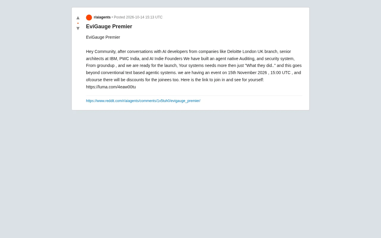 EviGauge Premier: Agent-Native Audit and Security System Launching Soon