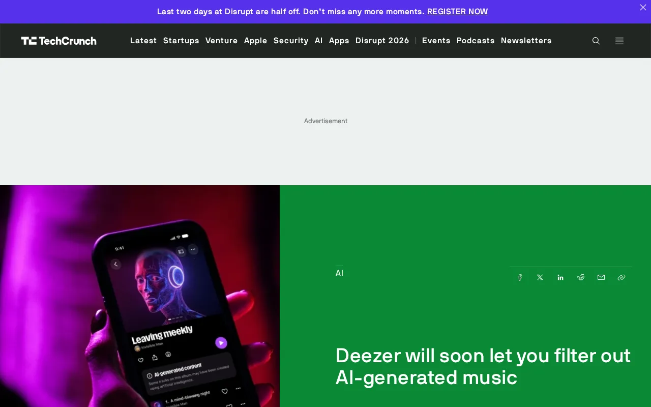 Deezer将推出AI音乐过滤功能,捍卫人类创作