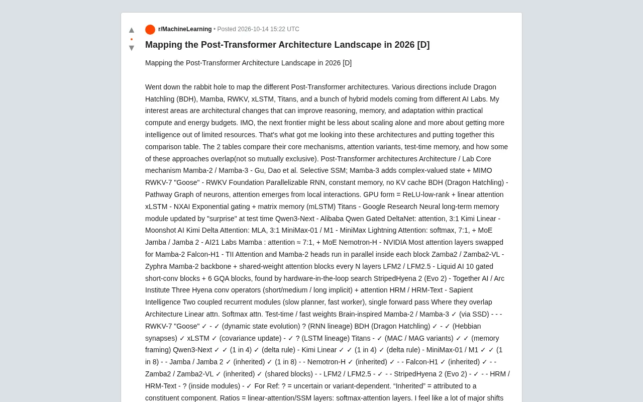 The Post-Transformer Landscape: Comparing Mainstream Architectures in 2026