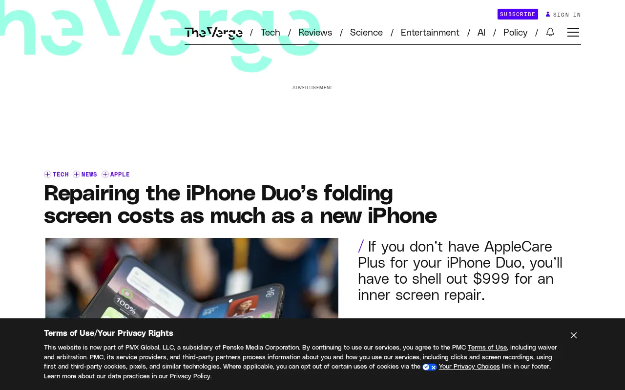 iPhone Duo Foldable Repair Costs $999, Nearly the Price of a New Phone
