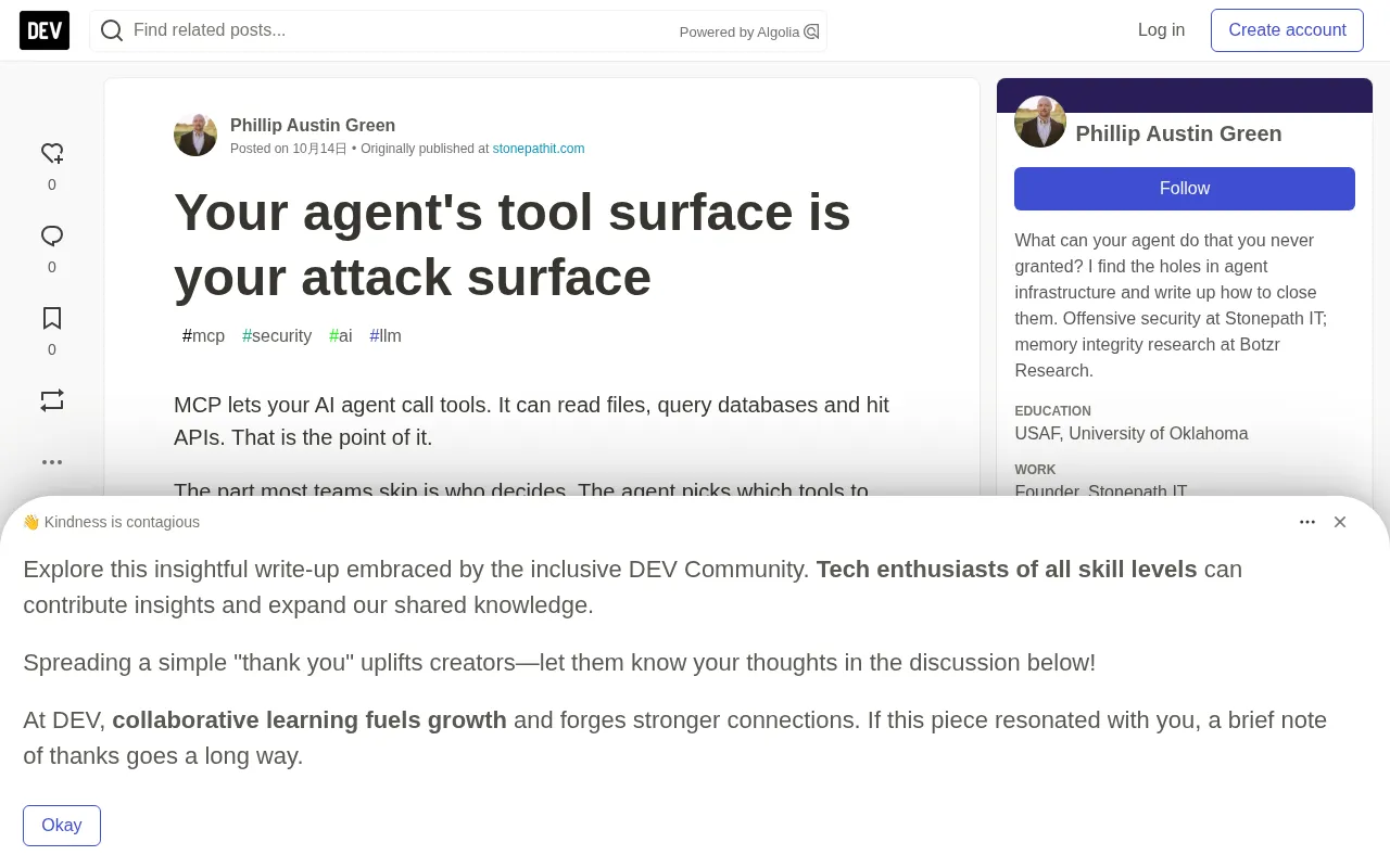 MCP工具调用安全:Agent工具面即攻击面