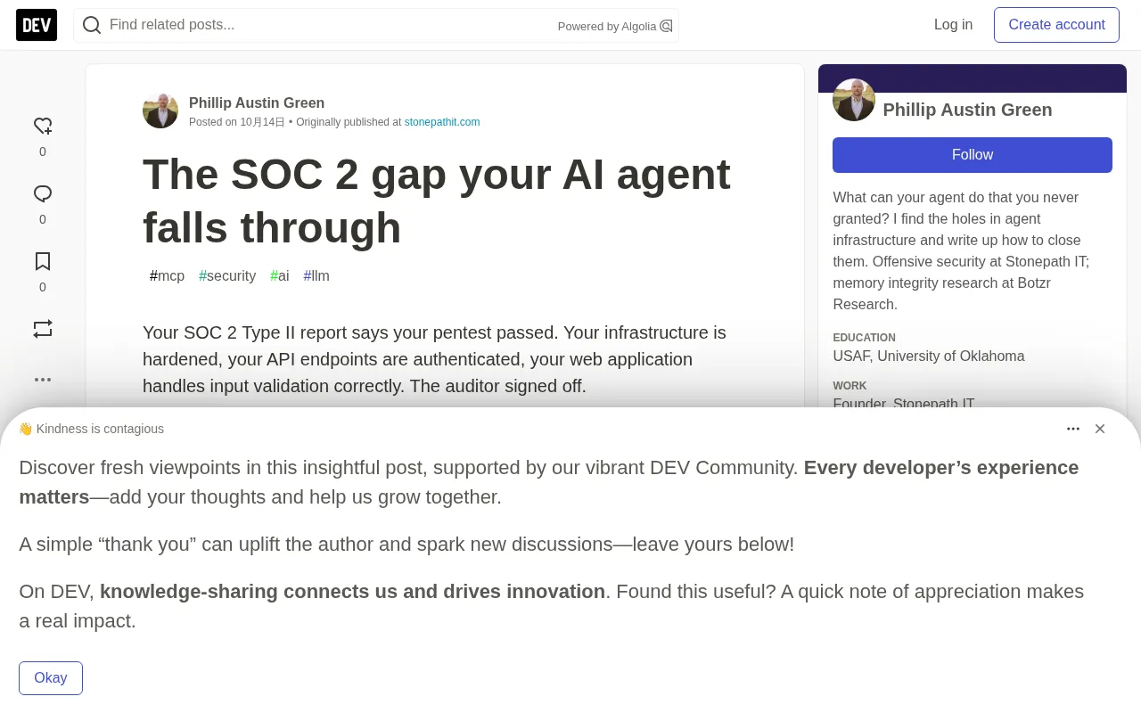 The SOC 2 Audit Blind Spot: Why Your AI Agent Is a Security Vulnerability