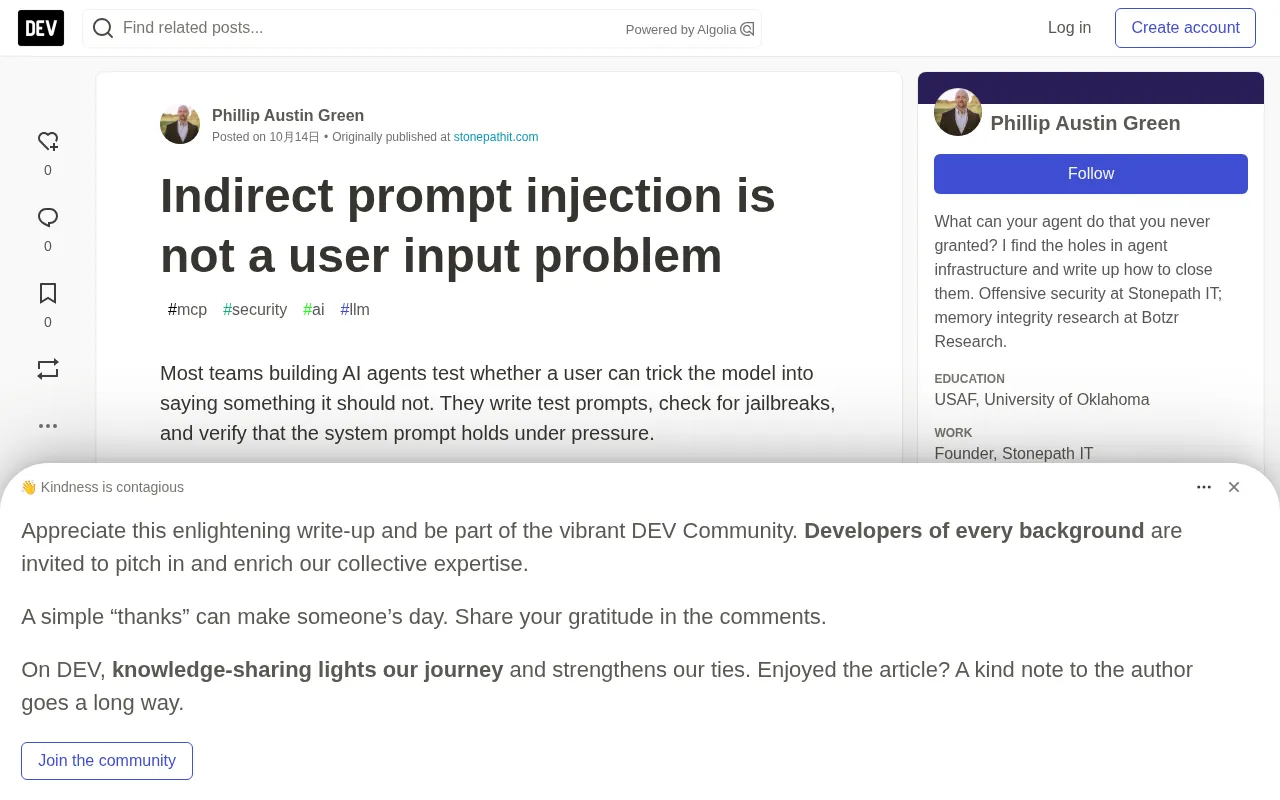 Indirect prompt injection security risk illustration