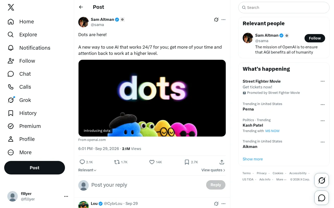 Dots' product announcement posted on Twitter