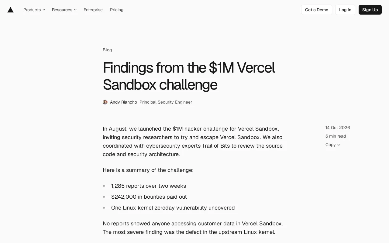 Vercel Sandbox Vulnerability Challenge: A Million-Dollar Bounty Uncovers a Linux Kernel Zero-Day