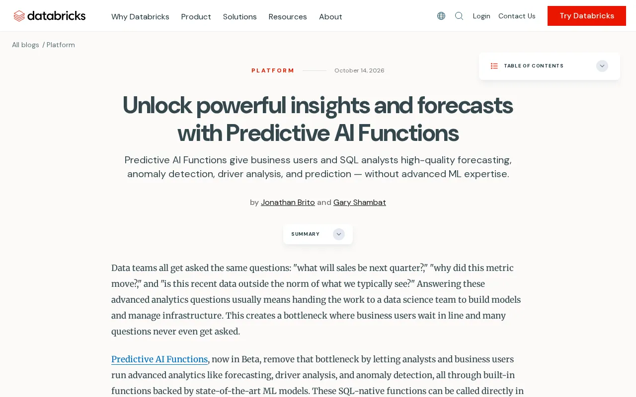 Predictive AI Functions: A New Paradigm for Intelligent Forecasting and Insights