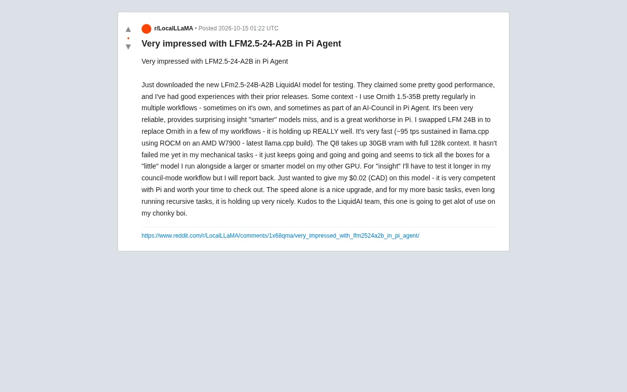 LFM2.5-24B-A2B Hands-On: Holding Up Under Heavy Load in Pi Agent