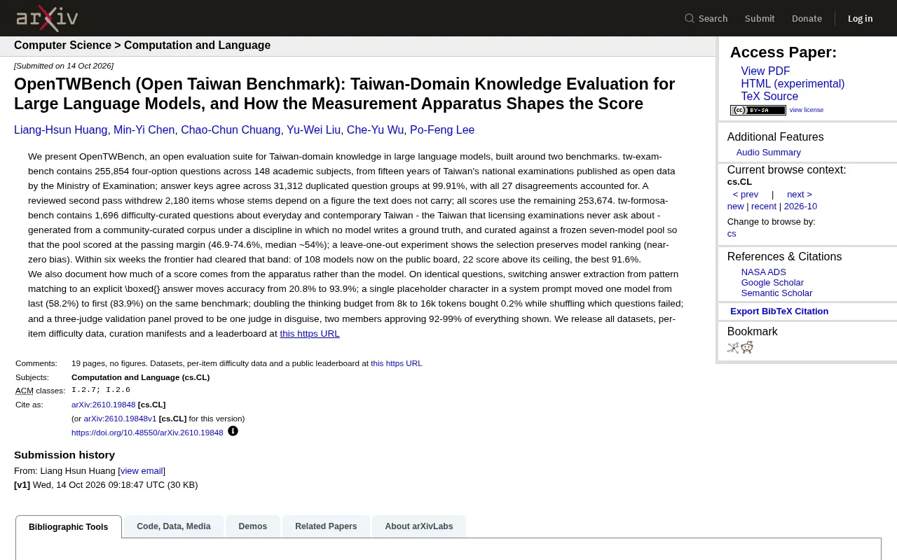 OpenTWBench: Taiwan Knowledge Benchmark Reveals How Evaluation Harness Shapes Model Scores