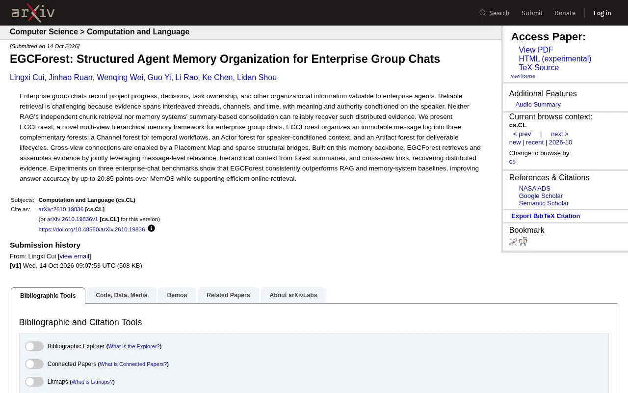 EGCForest: Building a Structured Agent Memory Framework for Enterprise Group Chats