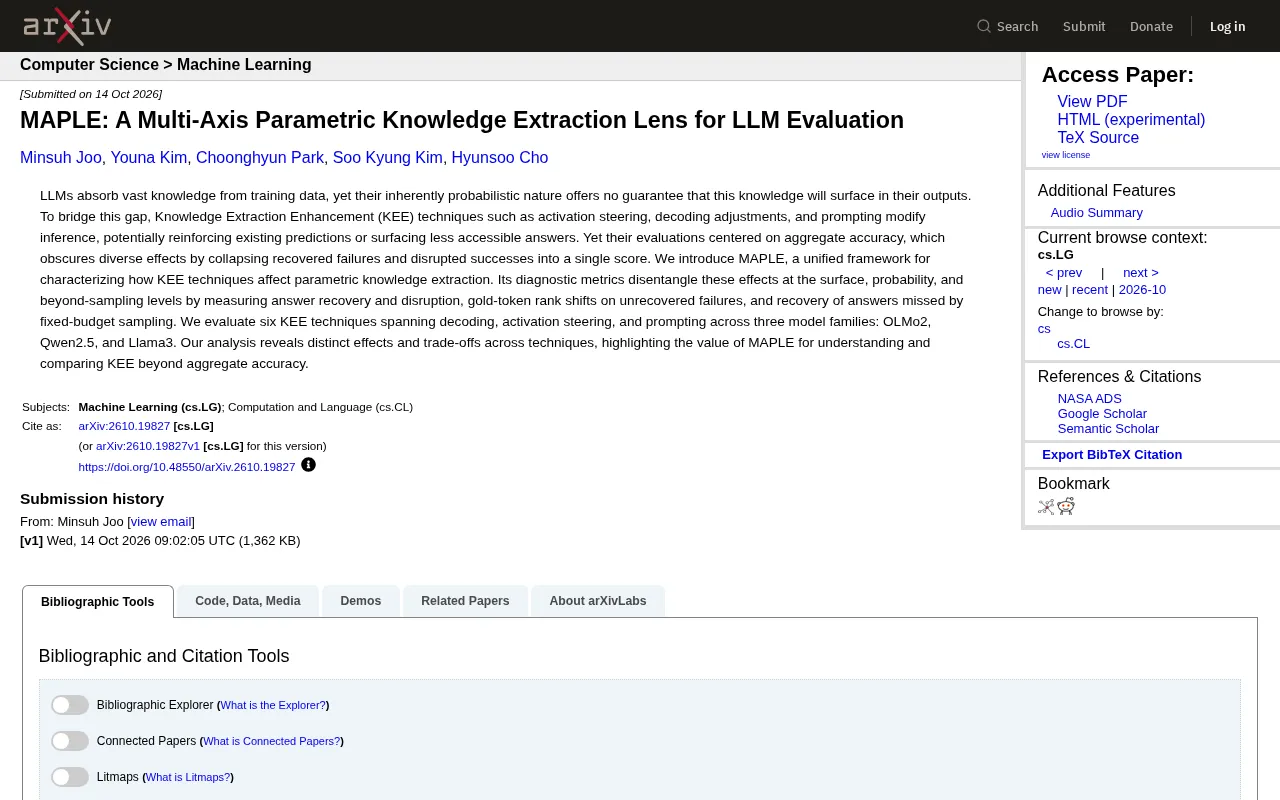 MAPLE: A Multi-Axis Parametric Knowledge Extraction Evaluation Framework Explained