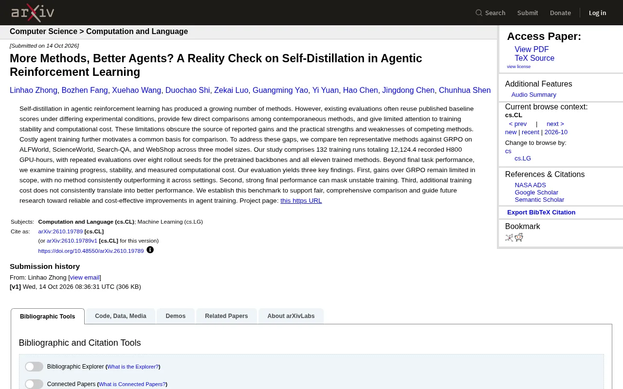 A Real Test for Self-Distillation Agentic RL: Comparing 10 Methods Against GRPO