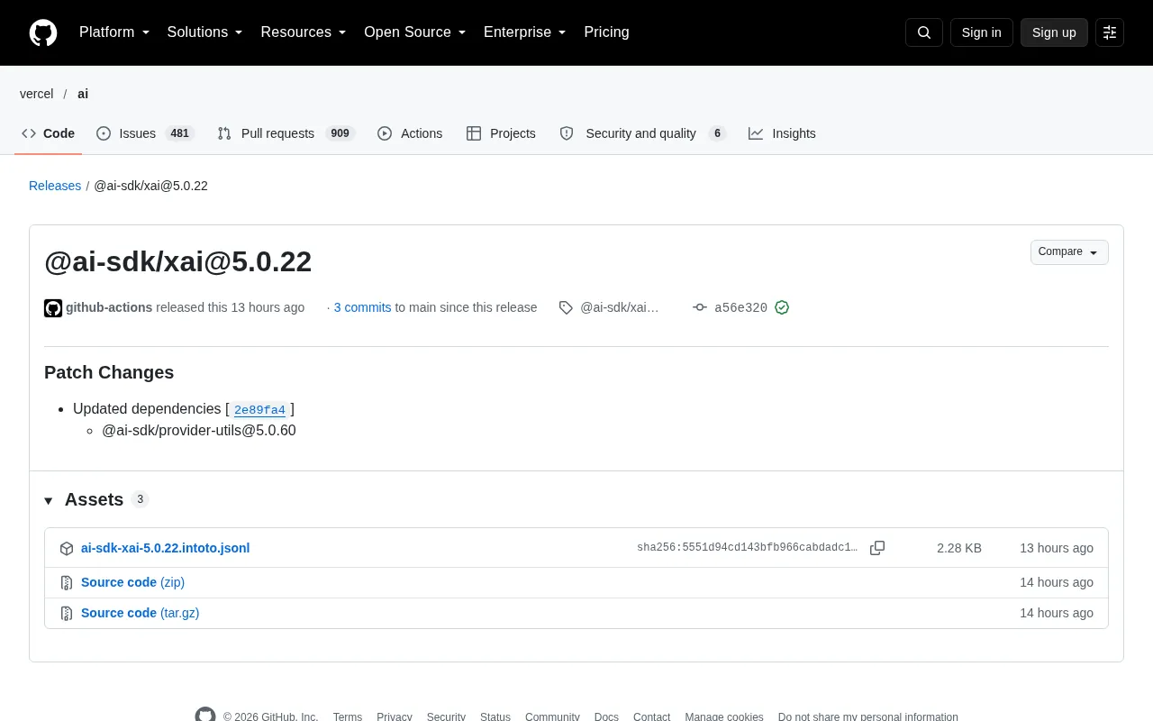 AI SDK xAI 5.0.22 Update Analysis: Dependency Patches and Ecosystem Maintenance