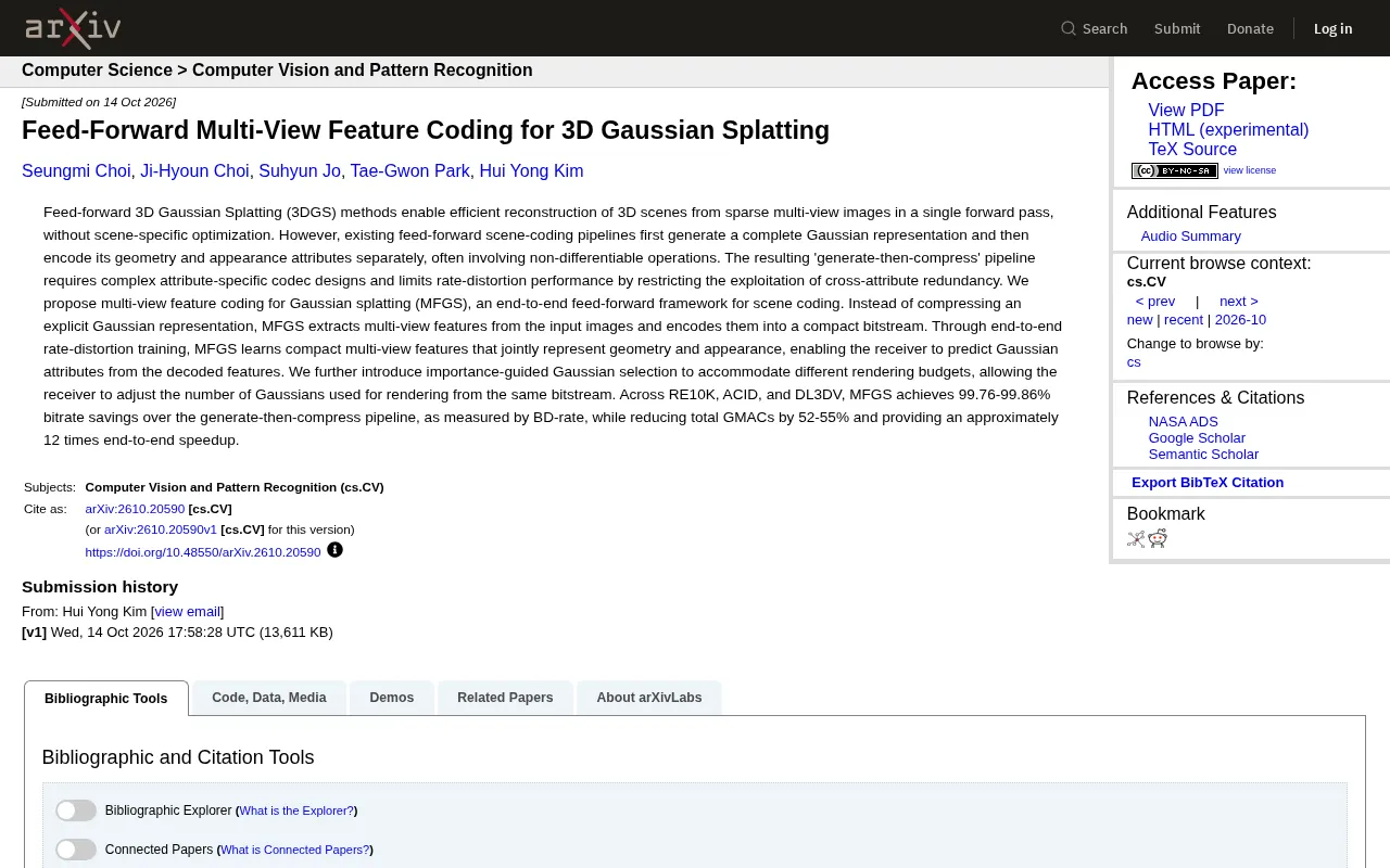 MFGS: Feed-Forward Multi-View Feature Coding Redefines the 3D Gaussian Splatting Pipeline